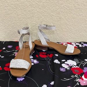 Madewell White Spotted Leather Strap Sandals 6.5